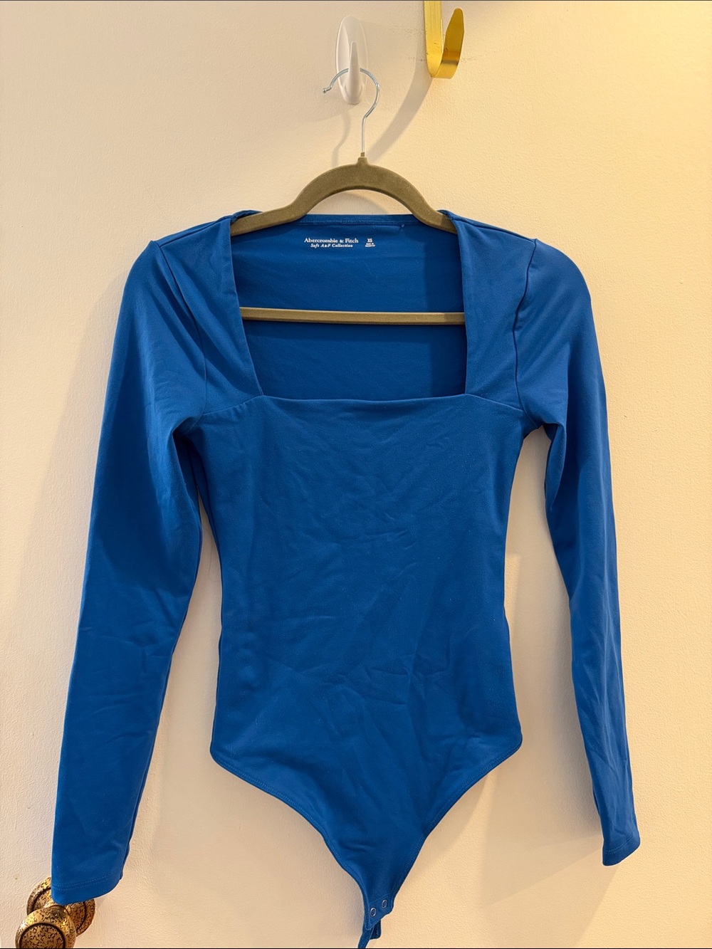 Abercrombie Square Neck blue Long Sleeve Bodysuit - Blue
